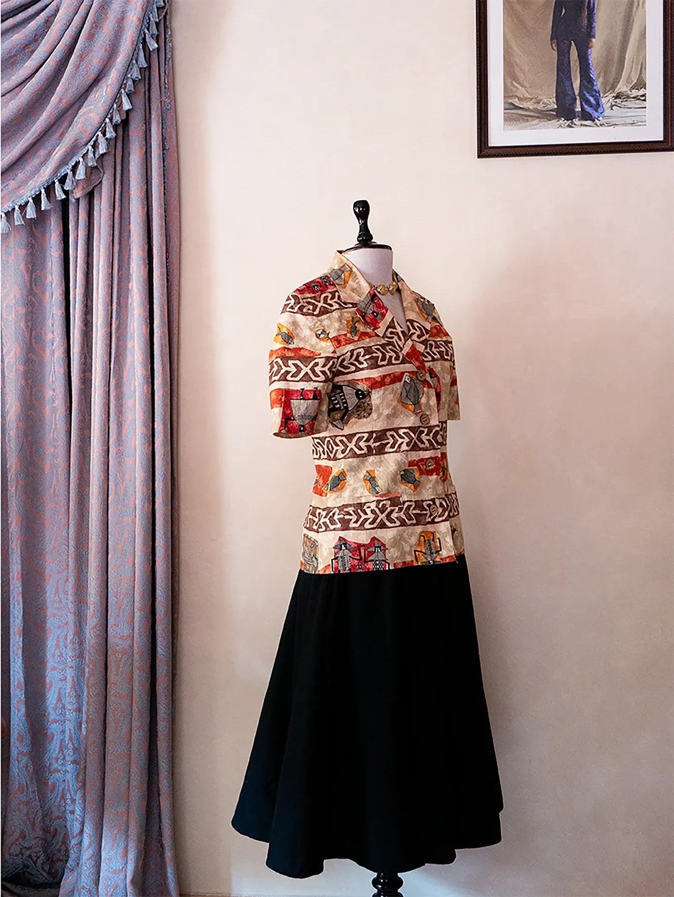 Vintage Egyptian fitted shacket featuring structured tailoring and midweight fabric, thrifted from global vintage collections.