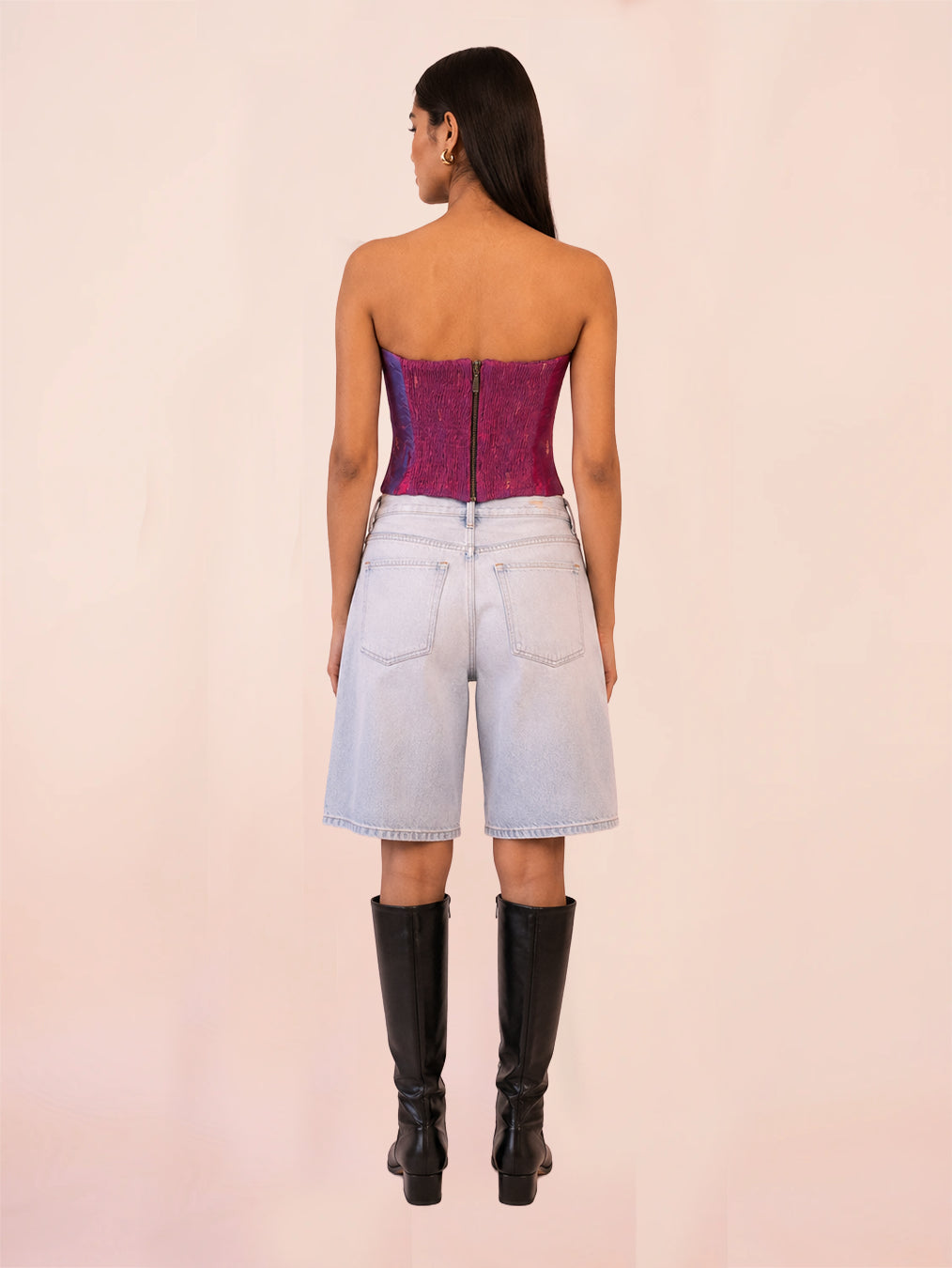 ANAI is our one-of-a-kind handcrafted corset, made in-house using a one-of-a-kind vintage silk saree. 