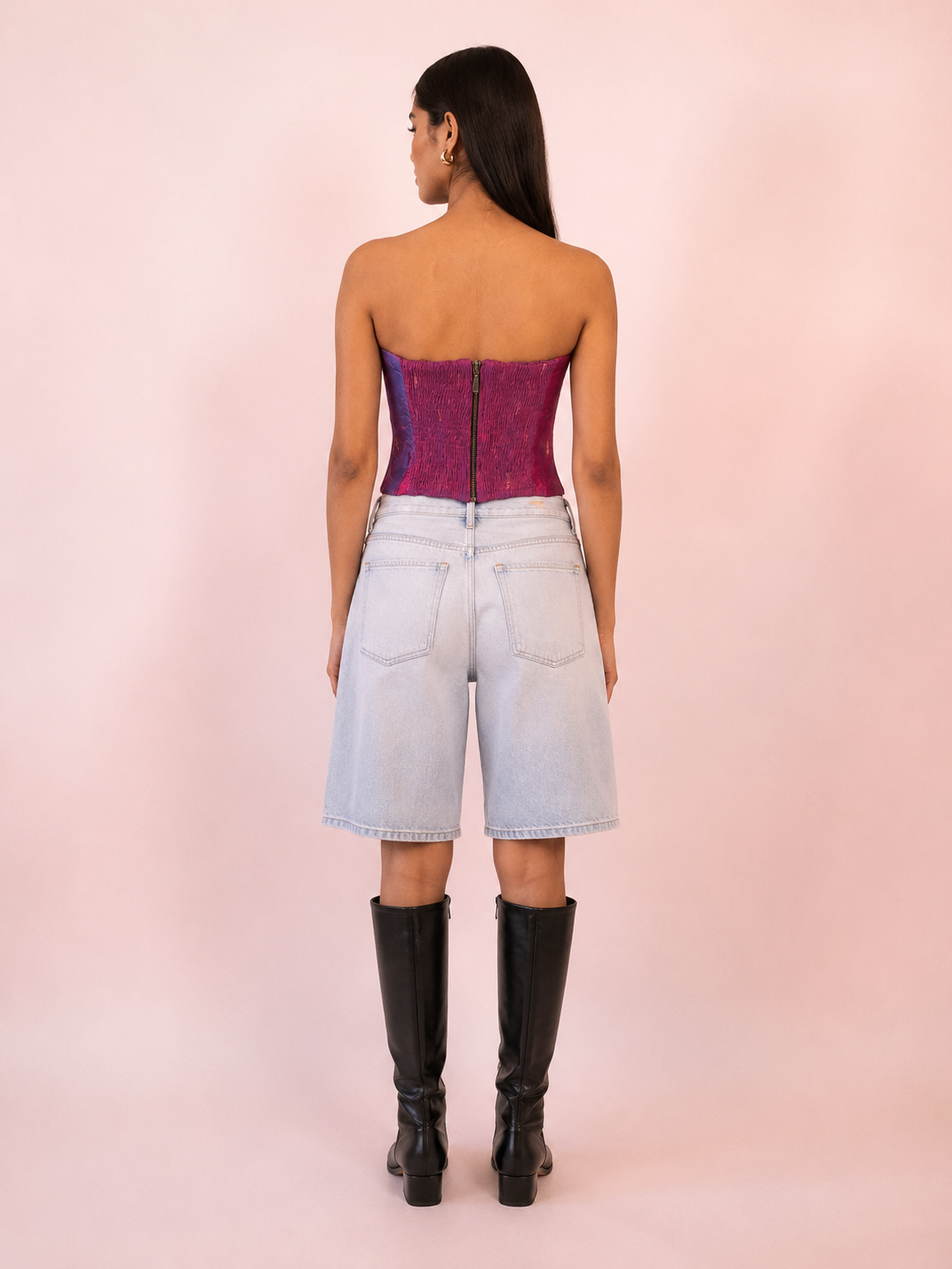 ANAI is our one-of-a-kind handcrafted corset, made in-house using a one-of-a-kind vintage silk saree. 