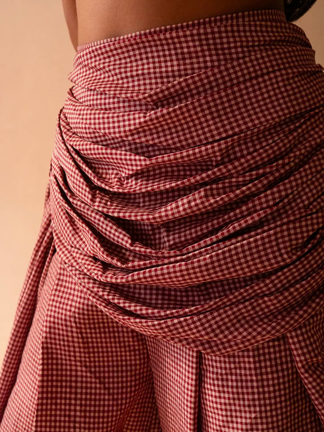 ANTARIYA VII is a one of a kind drape pant, handcrafted in house from repurposed pure silk and saree borders.