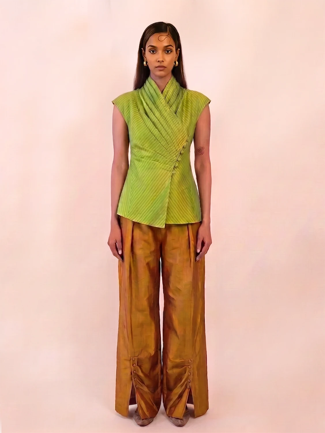 ANTRIKHA Top is a one of a kind piece, handcrafted in house from pure silk.
