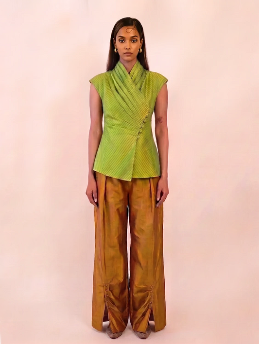 ANTRIKHA Top is a one of a kind piece, handcrafted in house from pure silk.