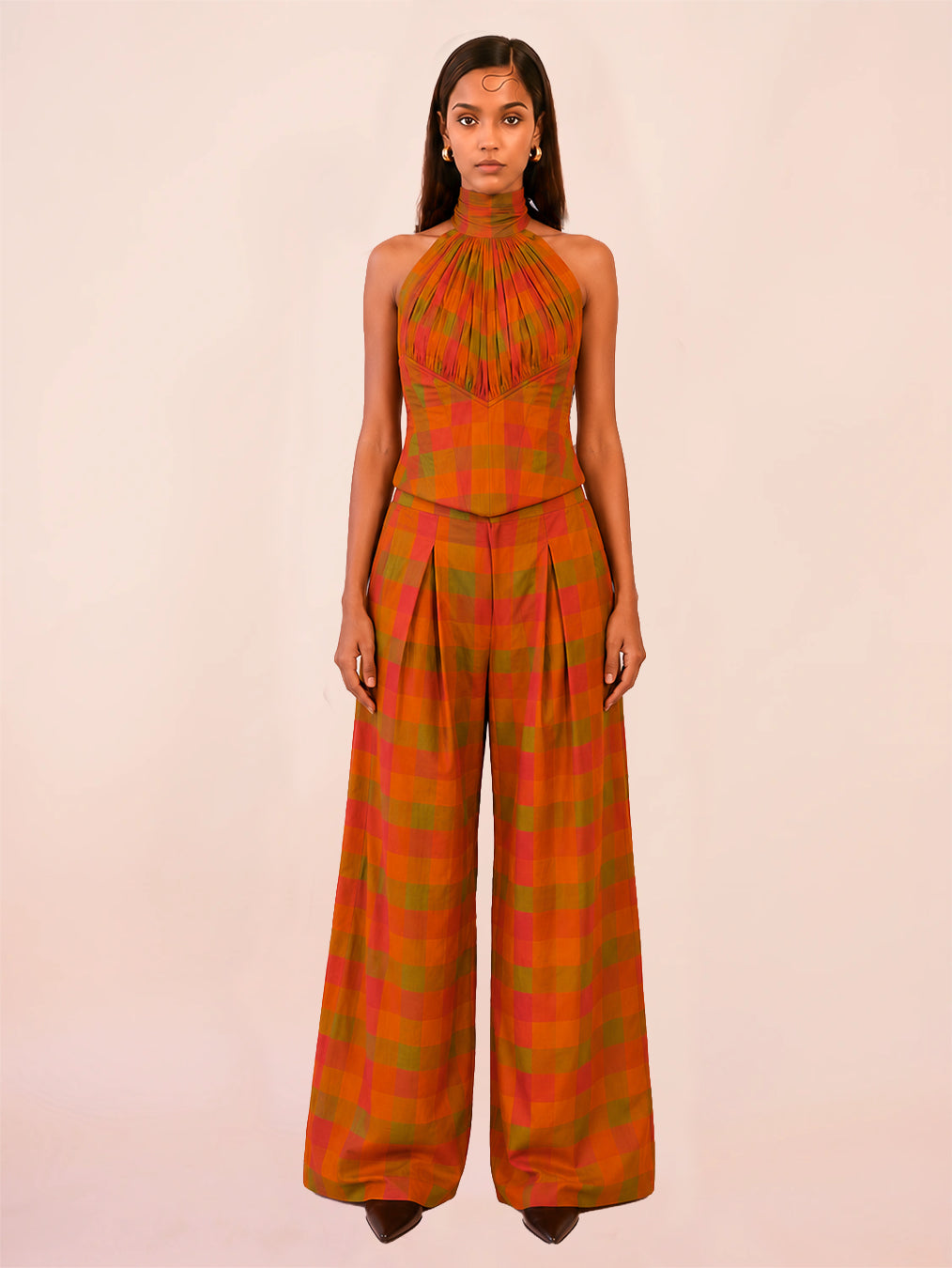 ARHA PANTS are our one of a kind pants, crafted in-house from a checkered vintage silk saree. 
