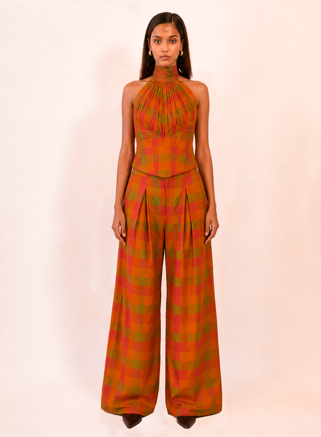 ARHA PANTS are our one of a kind pants, crafted in-house from a checkered vintage silk saree. 