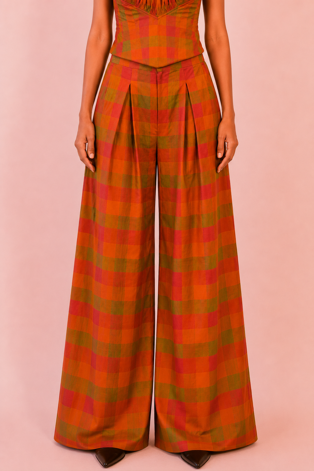 ARHA PANTS are our one of a kind pants, crafted in-house from a checkered vintage silk saree. 