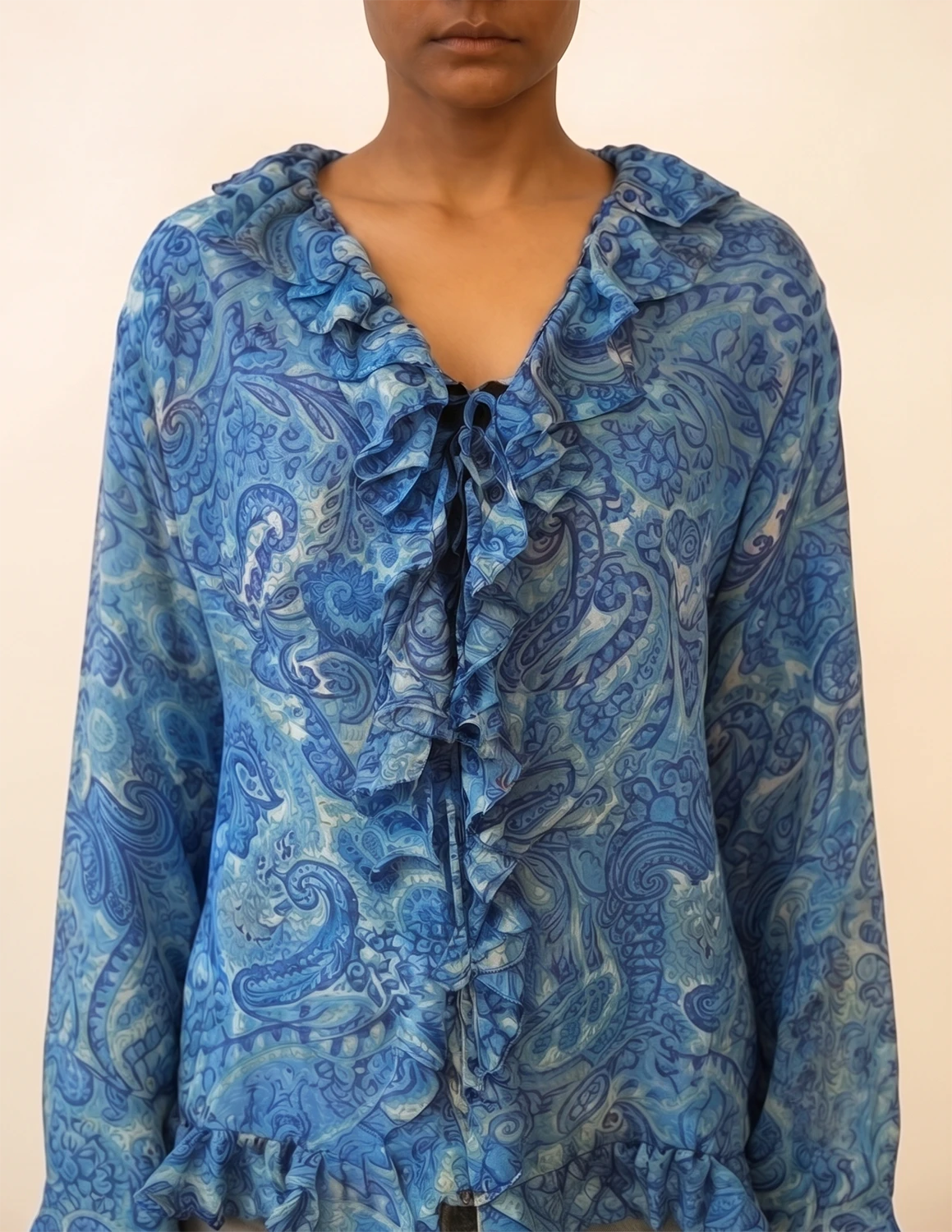 ASHNA Top is a one of a kind piece, handcrafted in house from printed pure silk.