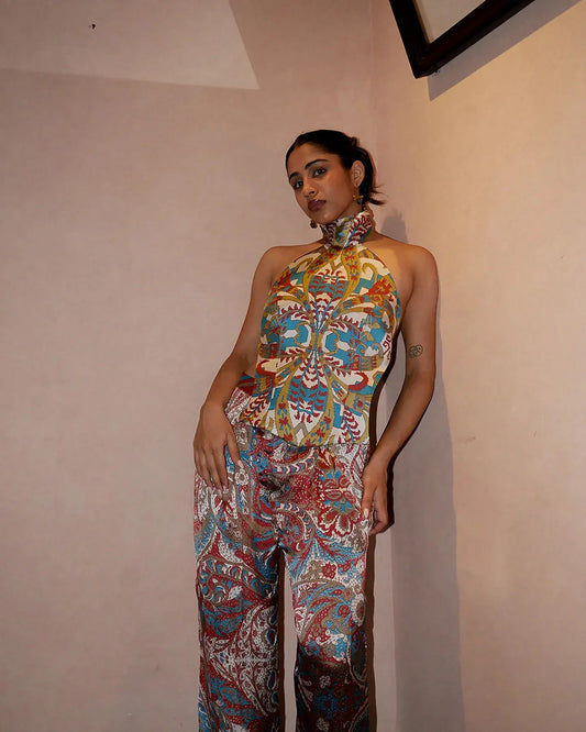 Apsara, inspired from by early indian cholis, our one of a kind, backless top, made using pre loved vintage silk sarees. 