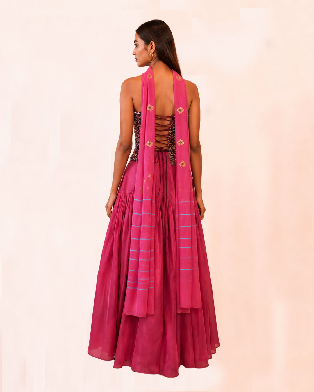 CHOLA CORSET is our one-of-a-kind ensemble, handcrafted in-house using antique cholis