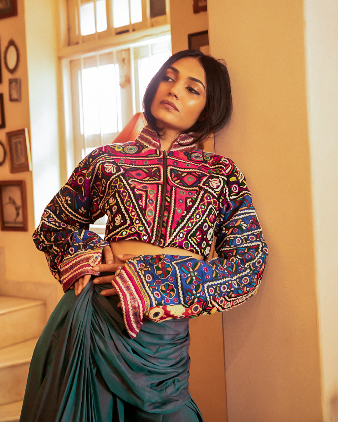 CHOLA NO III. I is a one-of-a-kind piece, handcrafted in-house using carefully sourced traditional cholas made by the Rabari community in Kutch. 