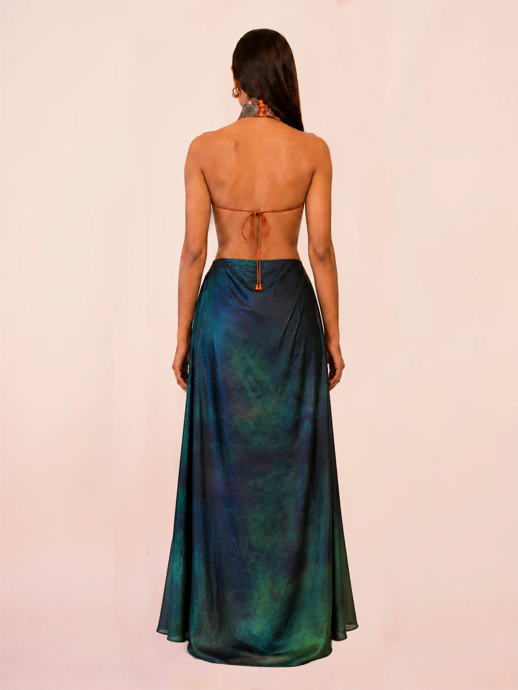 GULJHAAM X is a one of a kind drape skirt, crafted in house from a vintage silk saree and shaped through intuitive, sculptural draping.