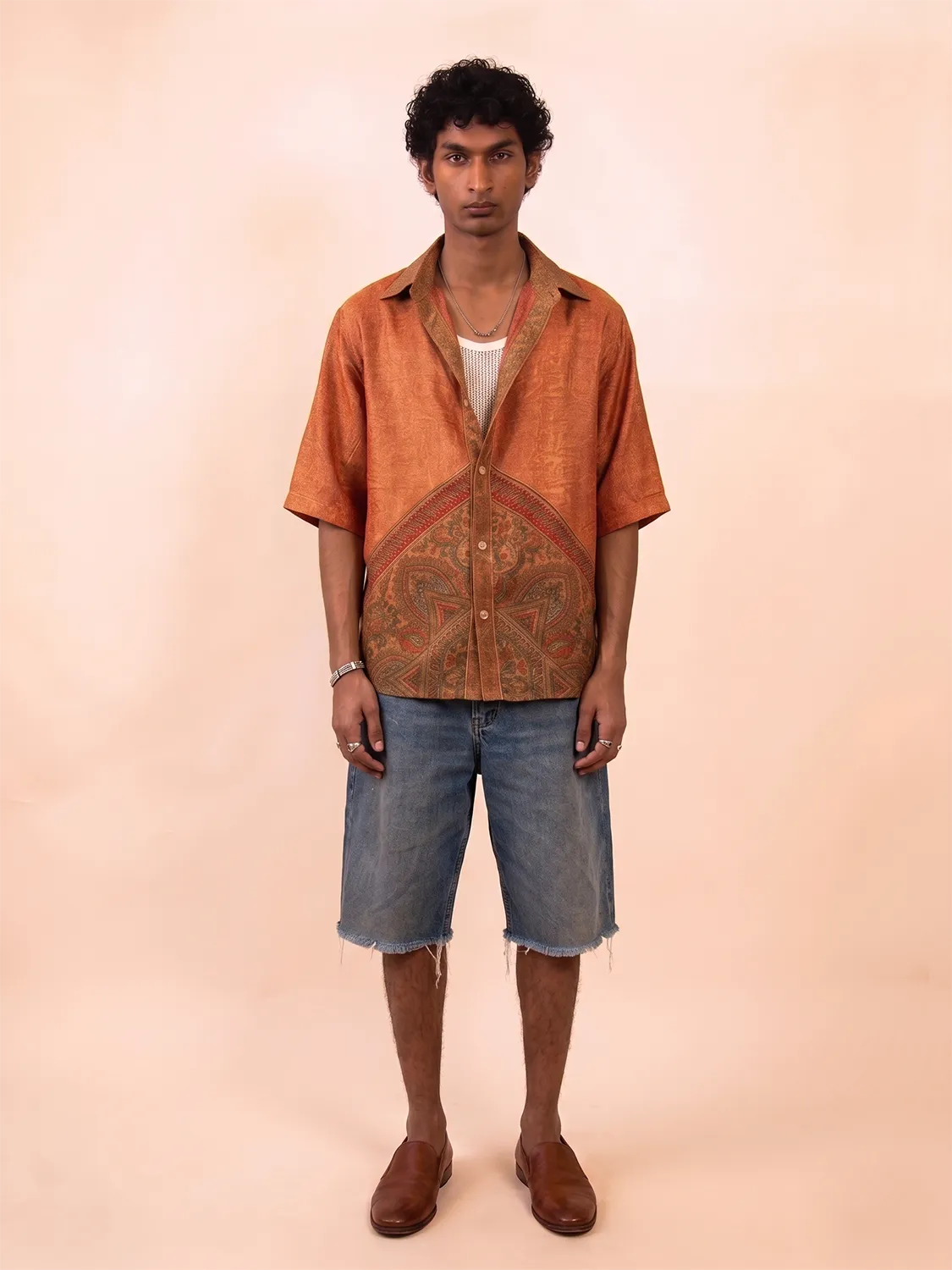 RAGA VI | Oversized Orange Printed Shirt | M