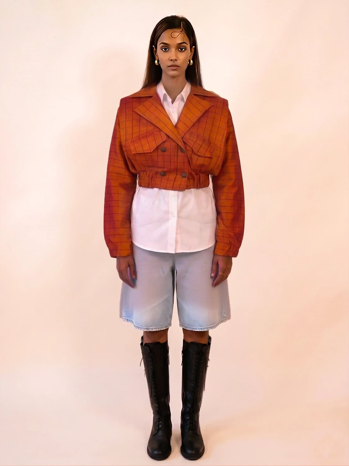 AMBR III | Cropped two-toned brocade jacket | S-M-L