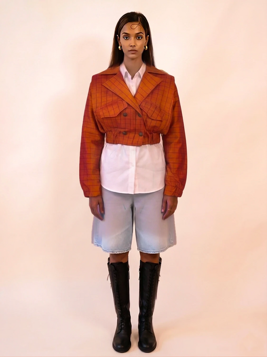AMBR III | Cropped two-toned brocade jacket | S-M-L