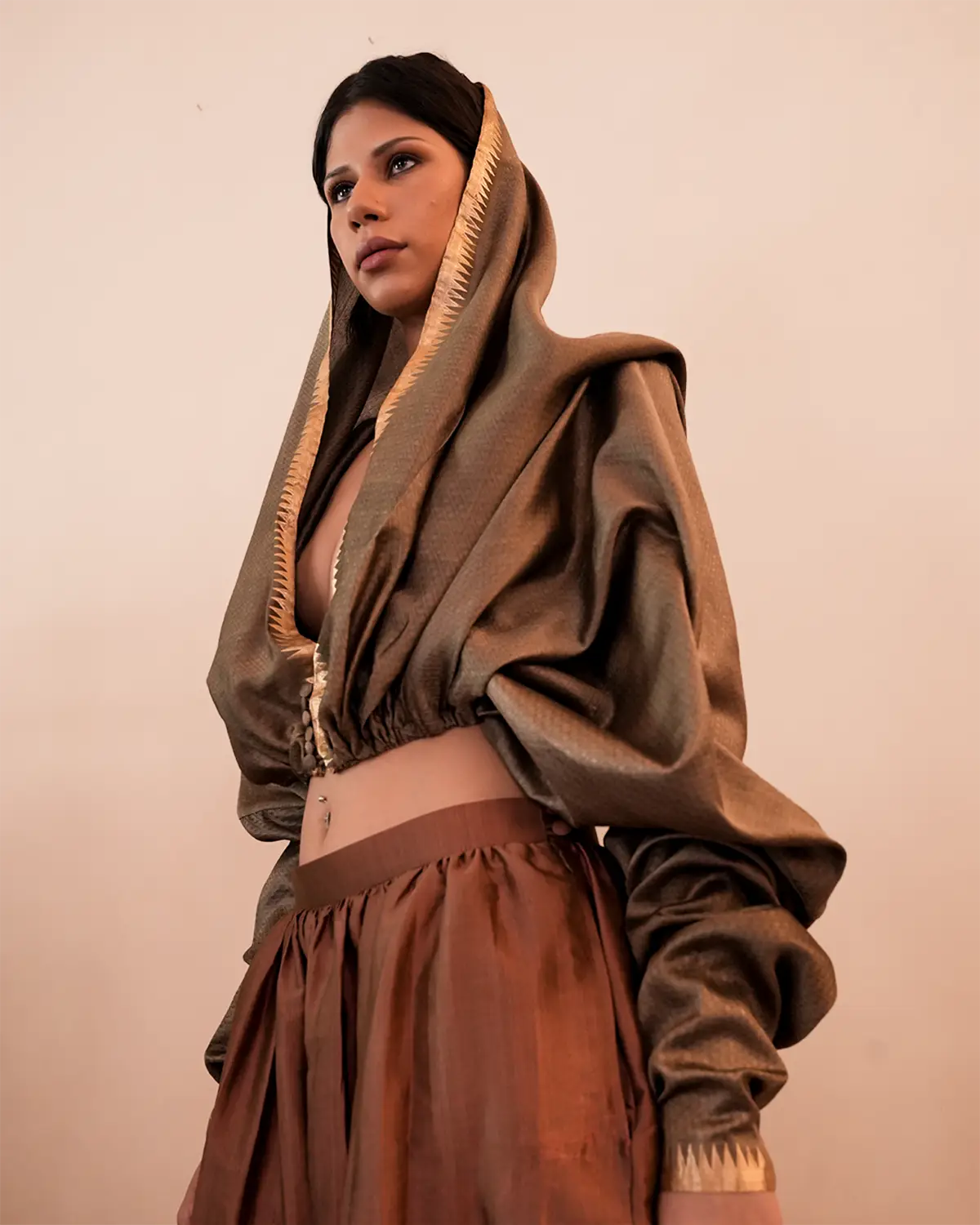 INDRANI is a one of a kind piece, handcrafted in house from vintage pure silk.