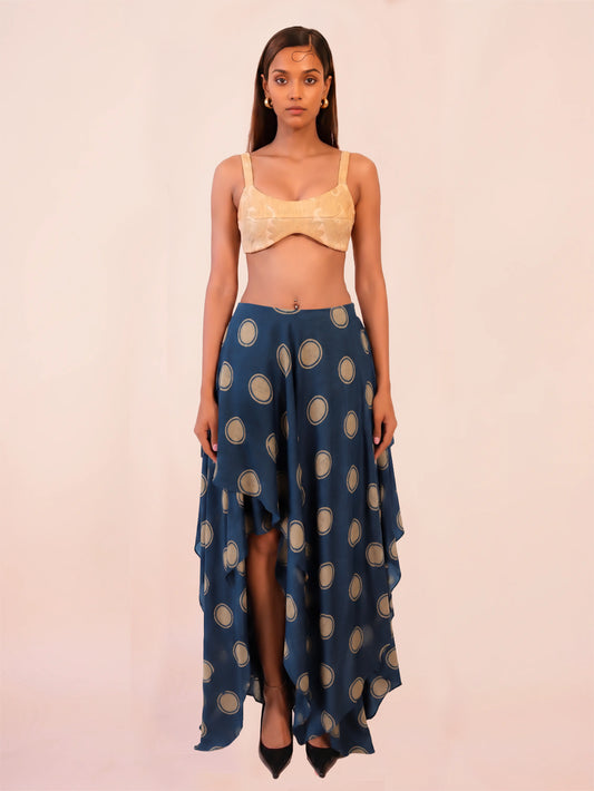KARUNA III Skirt is our one of a kind skirt, crafted in-house from printed silk.