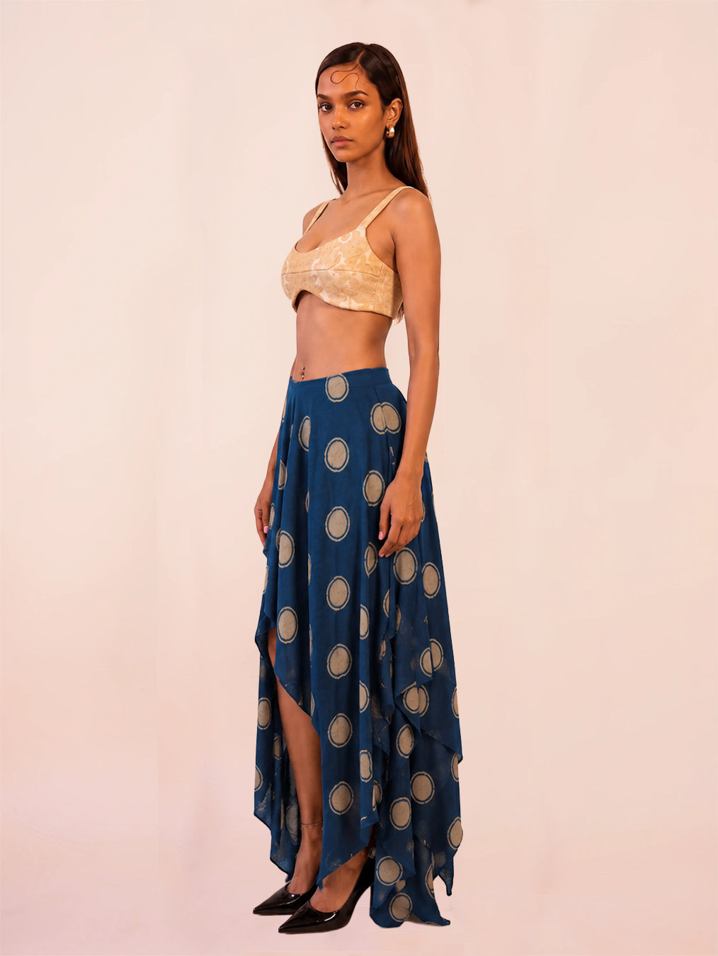 KARUNA III Skirt is our one of a kind skirt, crafted in-house from printed silk.