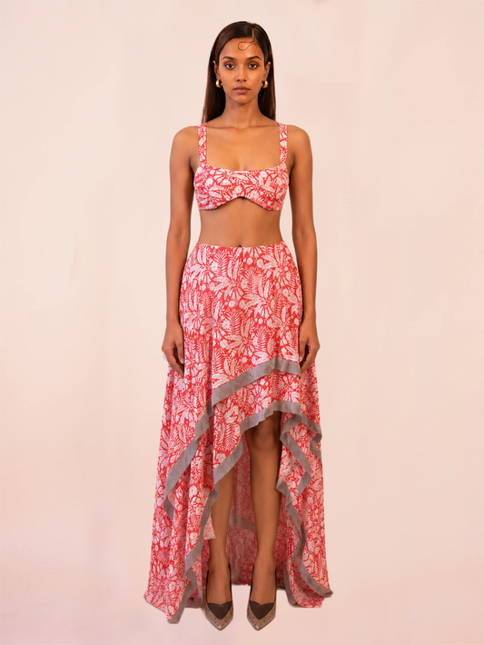KARUNA III Skirt is our one of a kind skirt, crafted in-house from printed silk.