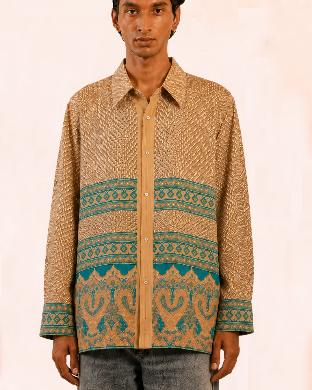 LAVYA is one-of-a-kind full sleeve shirt, crafted from vintage fabric in a bold &nbsp;print.
