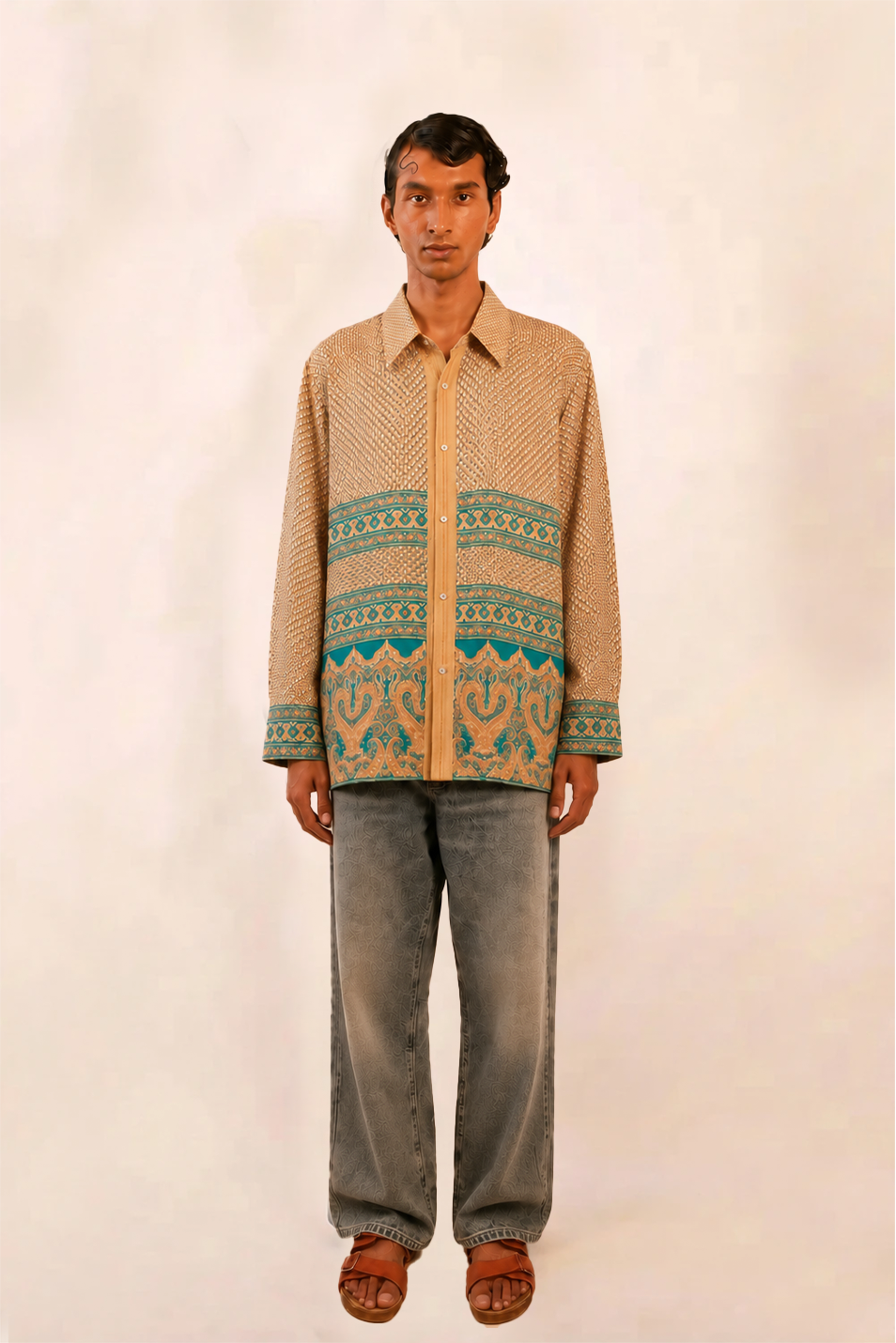 LAVYA is one-of-a-kind full sleeve shirt, crafted from vintage fabric in a bold &nbsp;print.