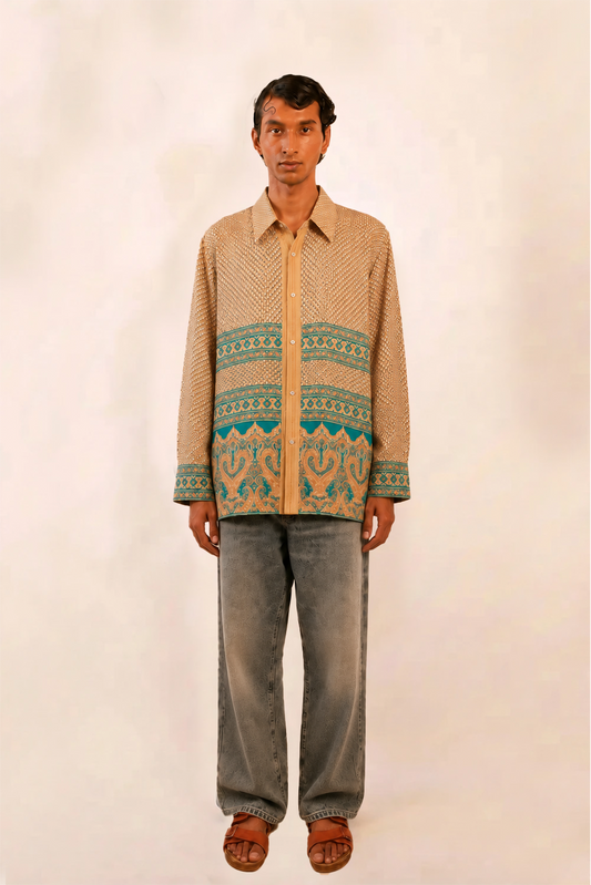 LAVYA is one-of-a-kind full sleeve shirt, crafted from vintage fabric in a bold &nbsp;print.