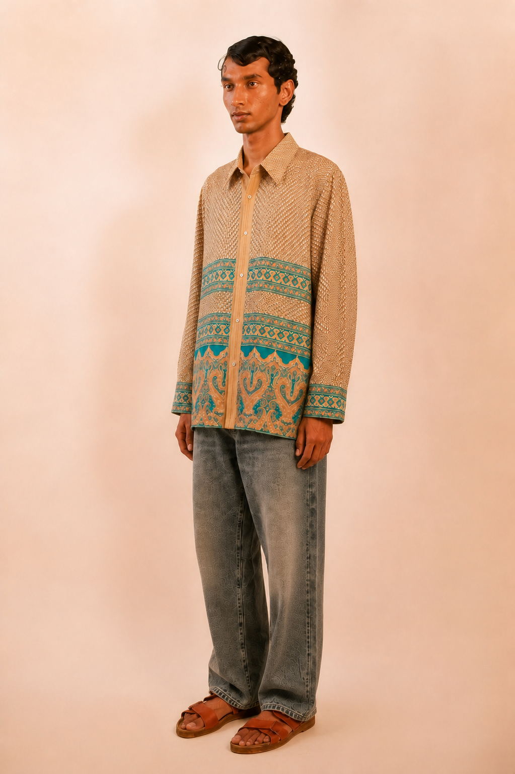 LAVYA is one-of-a-kind full sleeve shirt, crafted from vintage fabric in a bold &nbsp;print.