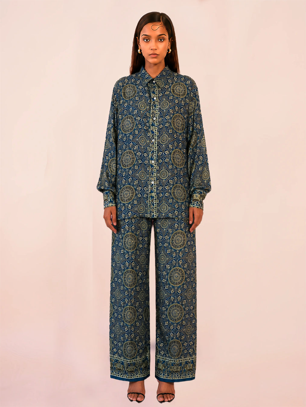 RADHIKA PANTS are our one of a kind pants, crafted in-house from a vintage printed silk saree.