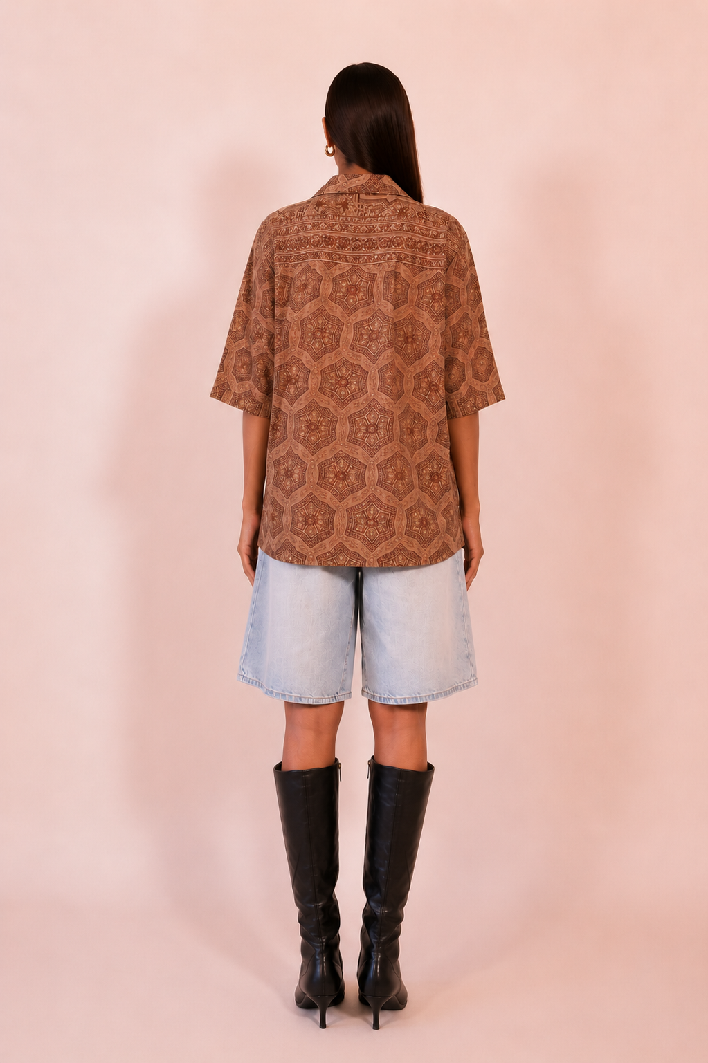 RAGA XV is our one of a kind oversized printed silk shirt, handcrafted by skilled artisans in house using a vintage silk saree.