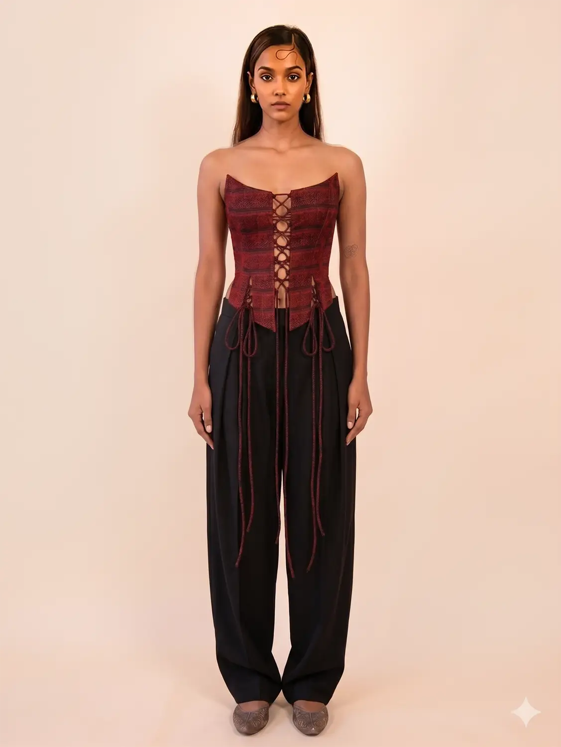RAINA is our one-of-a-kind four-panel corset, handcrafted in-house using a vintage silk saree