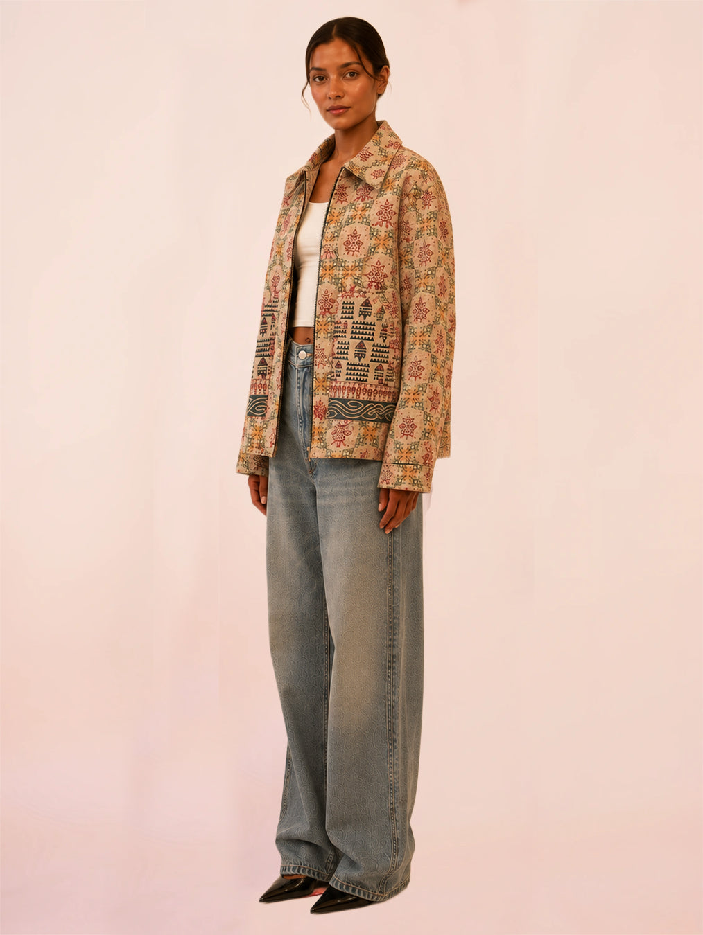 RAJEEV JACKET is our one-of-a-kind jacket, handcrafted in-house using bandhani pure silk sarees.
