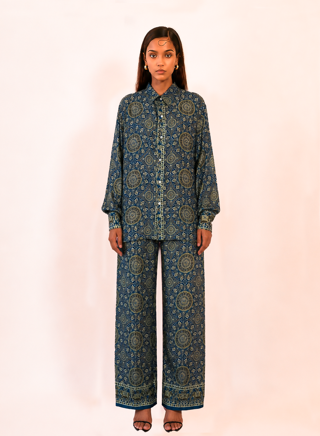 RADHIKA PANTS are our one of a kind pants, crafted in-house from a vintage printed silk saree. 