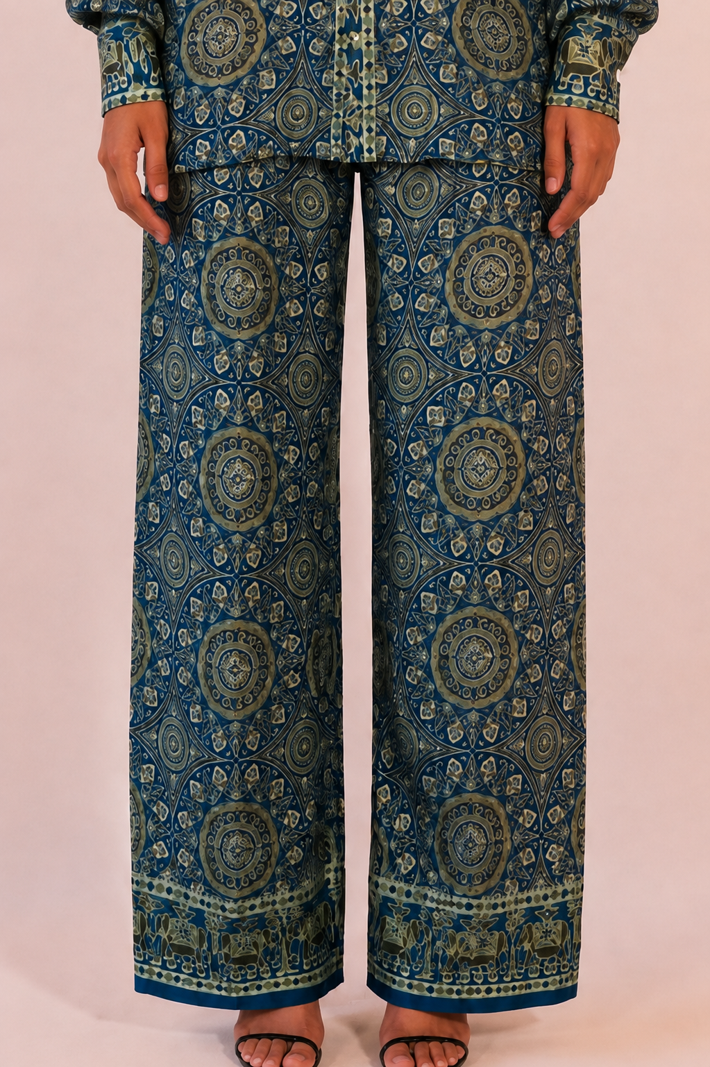 RADHIKA PANTS are our one of a kind pants, crafted in-house from a vintage printed silk saree. 