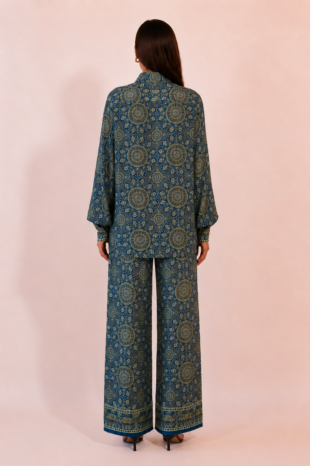 RADHIKA PANTS are our one of a kind pants, crafted in-house from a vintage printed silk saree. 