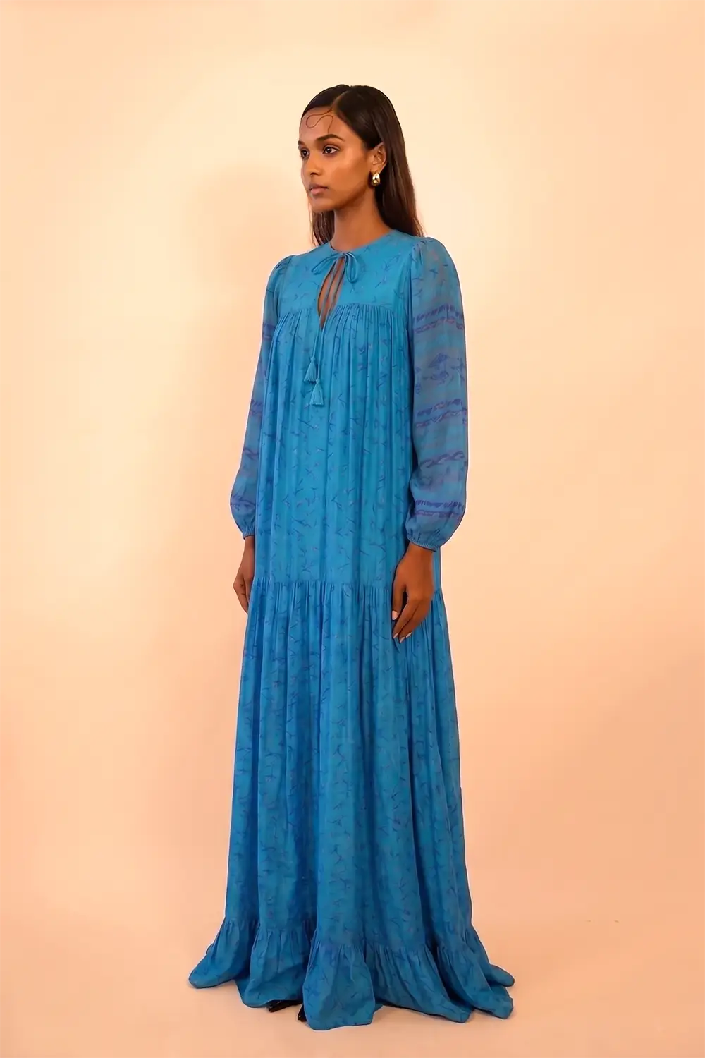 SAIA III, our one-of-a-kind maxi dress made in-house using a vintage silk saree. 