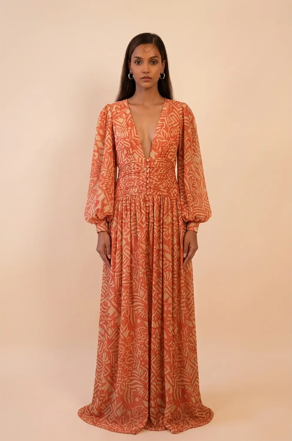 TAARA II Dress is a one of a kind piece, handcrafted in house from pure silk.