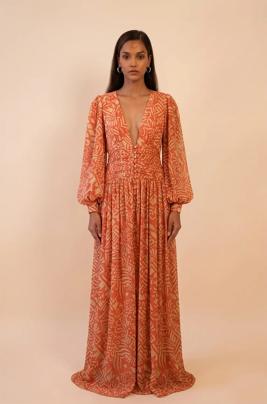 TAARA II Dress is a one of a kind piece, handcrafted in house from pure silk.