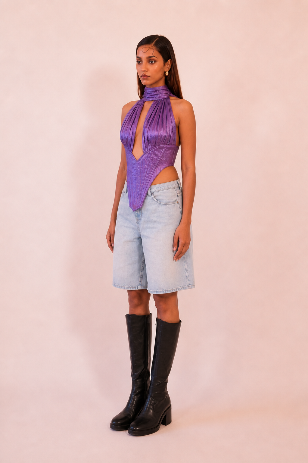 VIVIENNE is our one-of-a-kind printed silk tube corset, handcrafted in-house using a vintage silk saree.