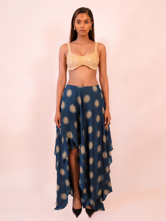 KARUNA III Skirt is our one of a kind skirt, crafted in-house from printed silk.