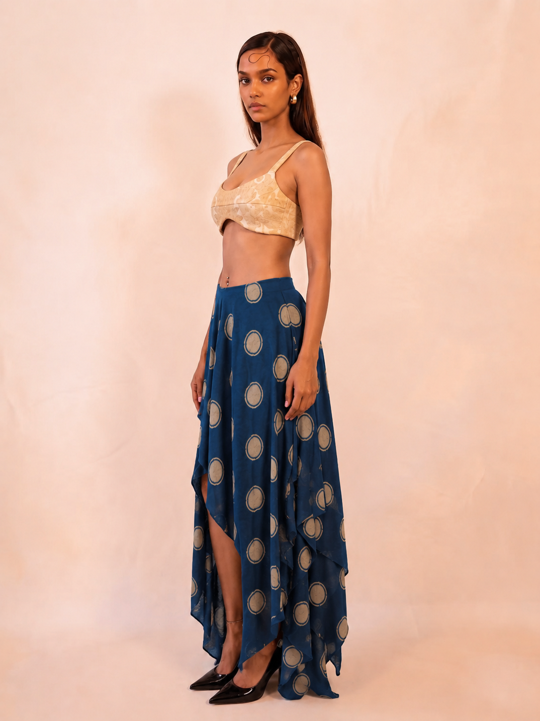 KARUNA III Skirt is our one of a kind skirt, crafted in-house from printed silk.
