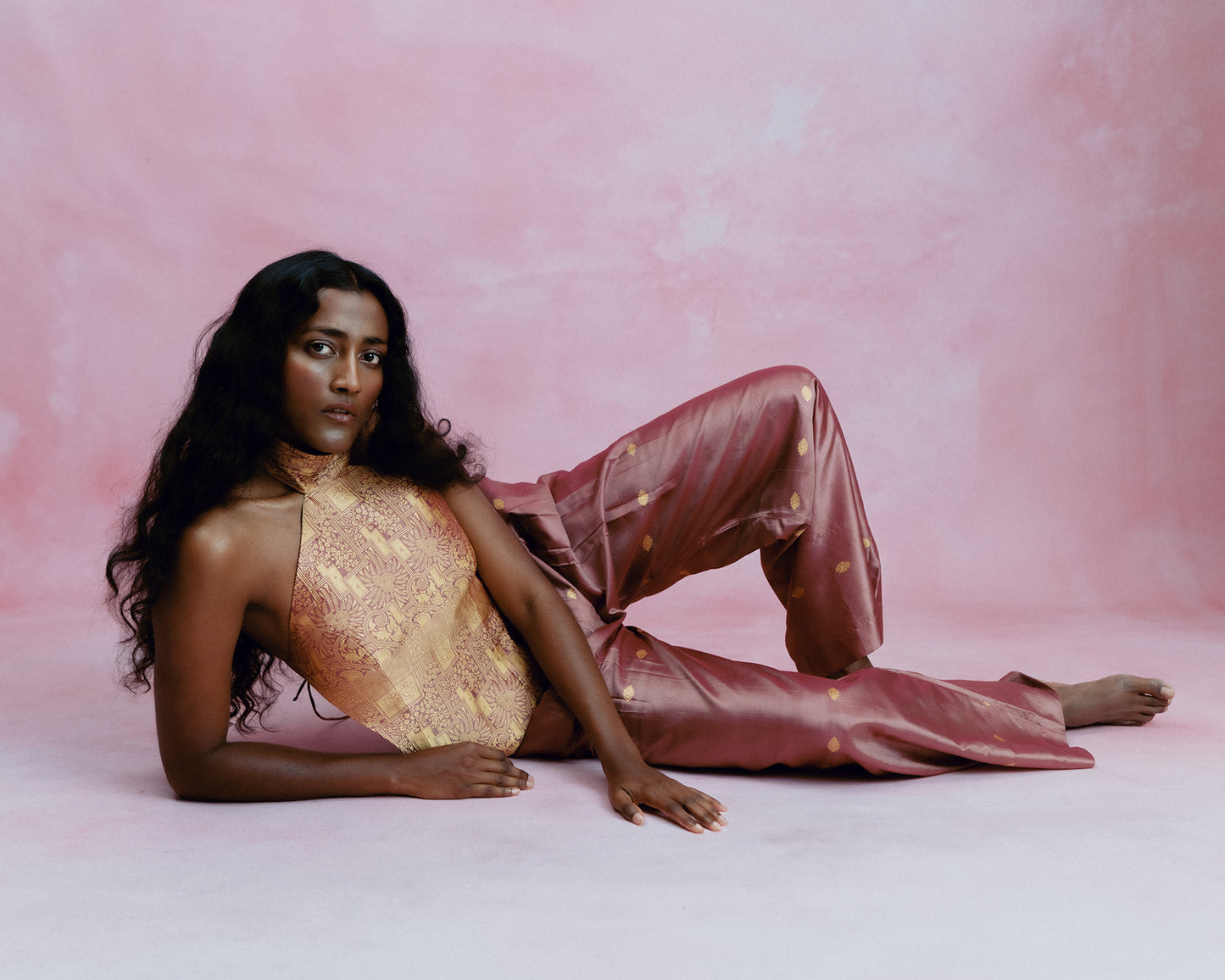 AURELIA PANTS are our one of a kind pants, crafted in-house from a pure silk vintage saree.