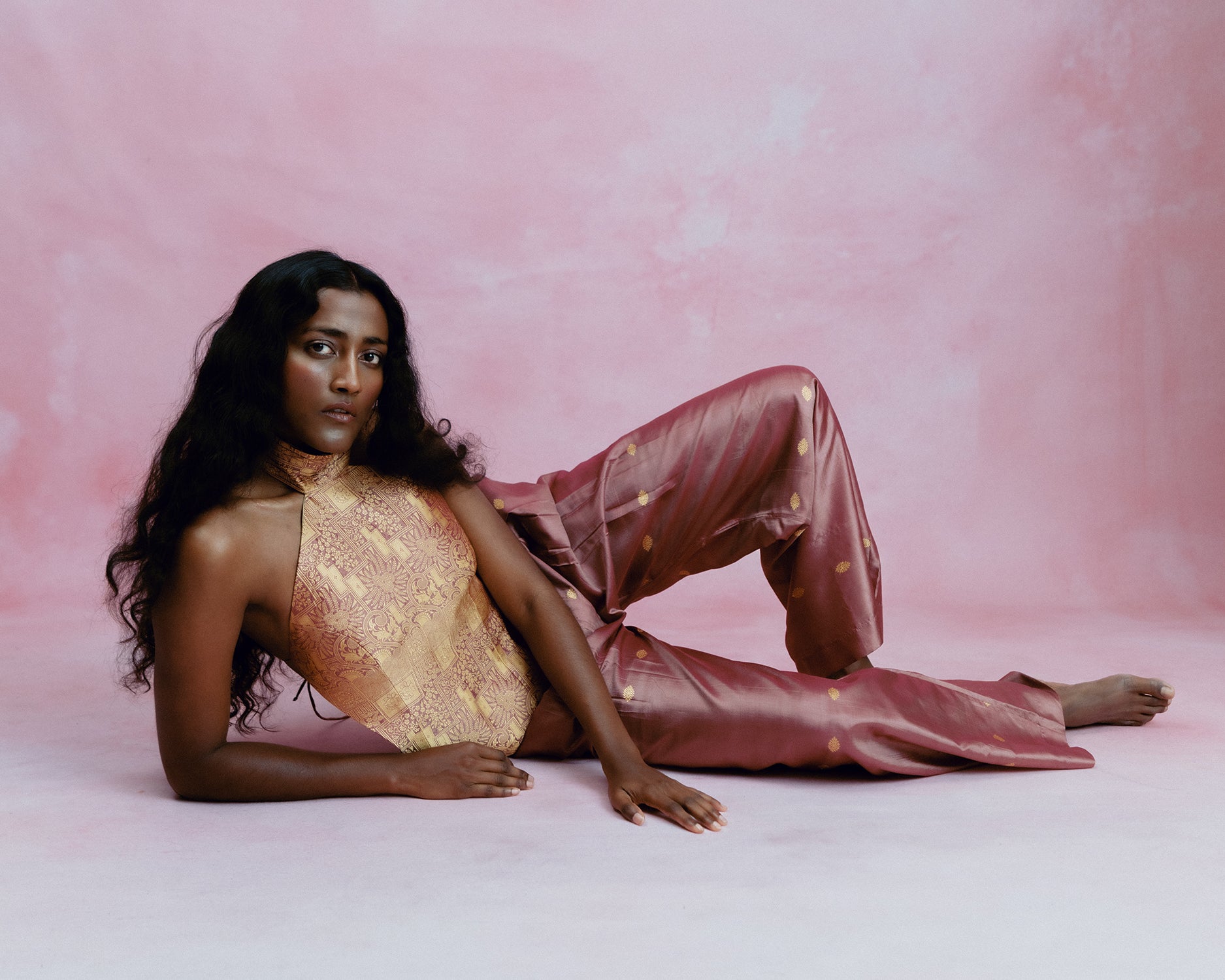 AURELIA PANTS are our one of a kind pants, crafted in-house from a pure silk vintage saree.