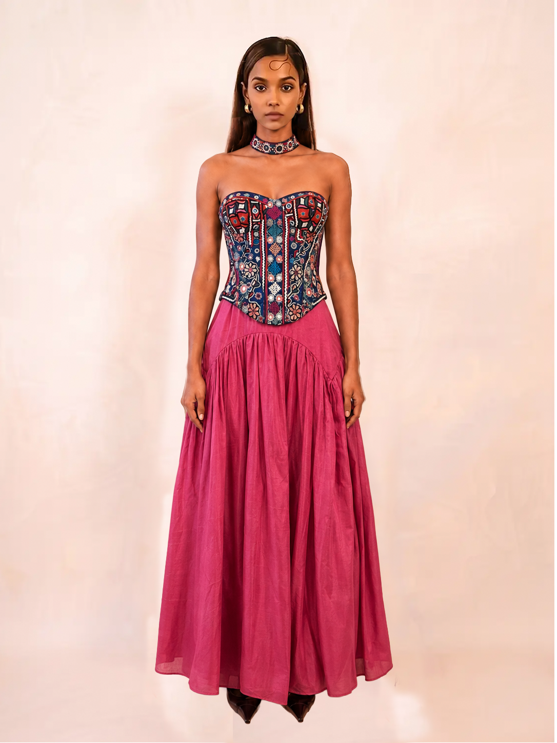 CHOLA CORSET is our one-of-a-kind ensemble, handcrafted in-house using antique cholis