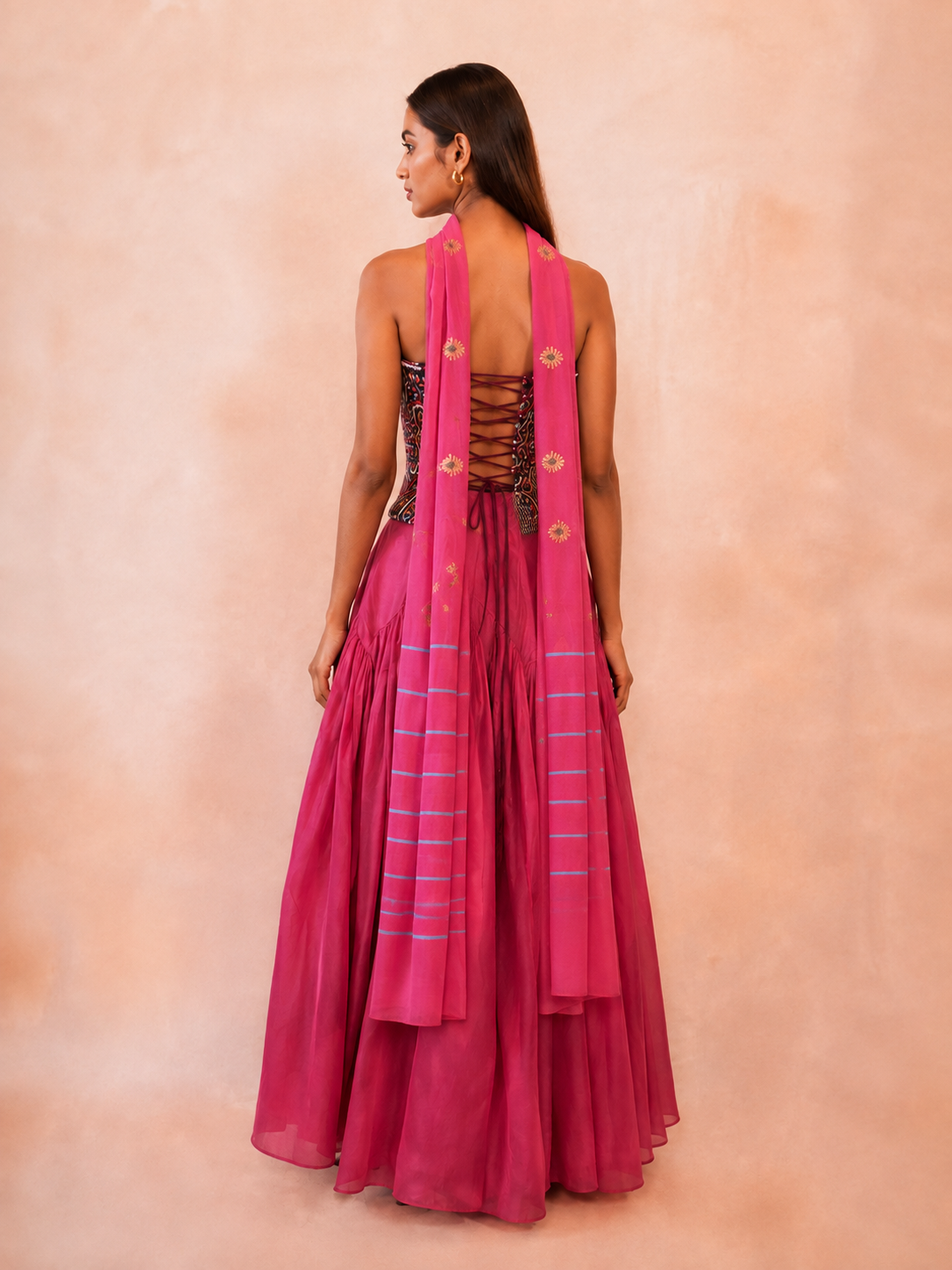 CHOLA CORSET is our one-of-a-kind ensemble, handcrafted in-house using antique cholis