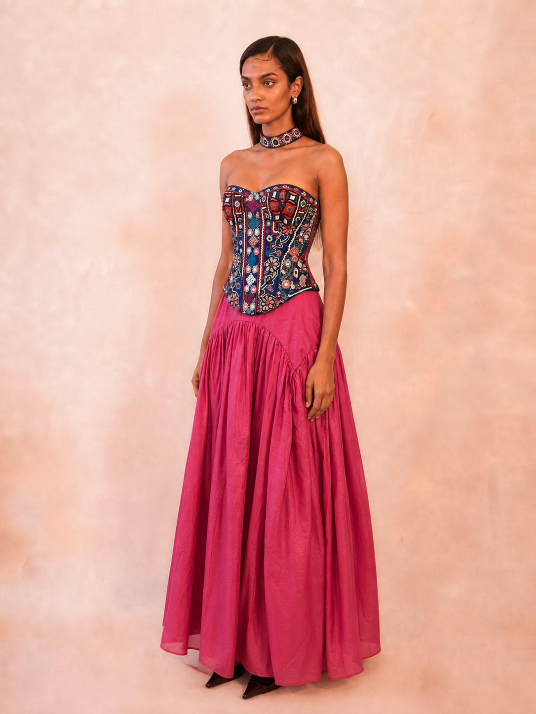CHOLA CORSET is our one-of-a-kind ensemble, handcrafted in-house using antique cholis