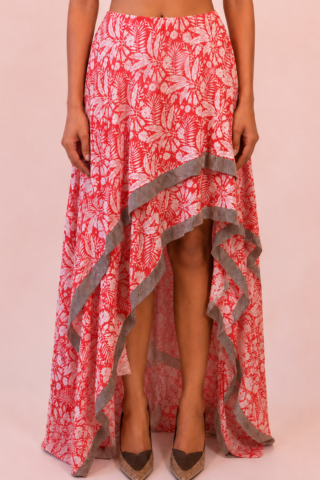 KARUNA III Skirt is our one of a kind skirt, crafted in-house from printed silk.
