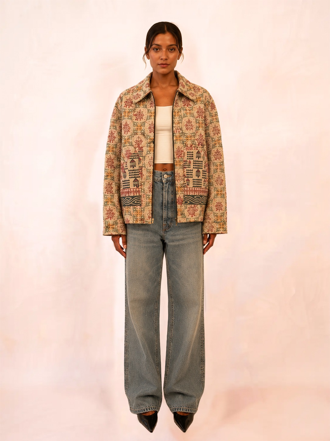 RAJEEV JACKET is our one-of-a-kind jacket, handcrafted in-house using bandhani pure silk sarees.