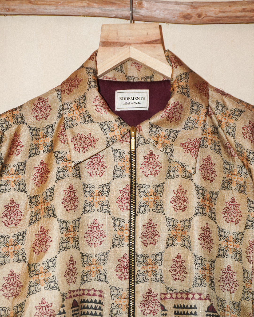 RAJEEV JACKET is our one-of-a-kind jacket, handcrafted in-house using bandhani pure silk sarees.